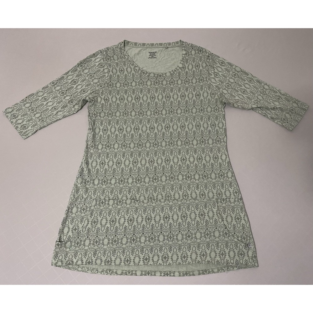 Toad & Co Ursa 3/4 Sleeve Tunic Top Kangaroo Pockets Organic Cotton Blend M
